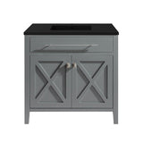 Laviva Wimbledon 36" Grey Bathroom Vanity with Matte Black VIVA Stone Solid Surface Countertop 313YG319-36G-MB