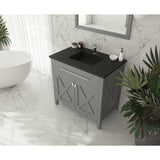 Laviva Wimbledon 36" Grey Bathroom Vanity with Matte Black VIVA Stone Solid Surface Countertop 313YG319-36G-MB