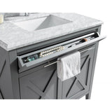 Laviva Wimbledon 36" Grey Bathroom Vanity with Matte Black VIVA Stone Solid Surface Countertop 313YG319-36G-MB