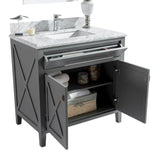 Laviva Wimbledon 36" Grey Bathroom Vanity with Matte Black VIVA Stone Solid Surface Countertop 313YG319-36G-MB