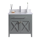 Laviva Wimbledon 36" Grey Bathroom Vanity with White Quartz Countertop 313YG319-36G-WQ