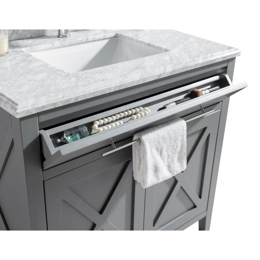 Laviva Wimbledon 36" Grey Bathroom Vanity with White Stripes Marble Countertop 313YG319-36G-WS