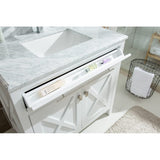 Laviva Wimbledon 36" White Bathroom Vanity with Black Wood Marble Countertop 313YG319-36W-BW