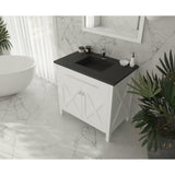 Laviva Wimbledon 36" White Bathroom Vanity with Matte Black VIVA Stone Solid Surface Countertop 313YG319-36W-MB