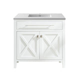 Laviva Wimbledon 36" White Bathroom Vanity with Matte White VIVA Stone Solid Surface Countertop 313YG319-36W-MW