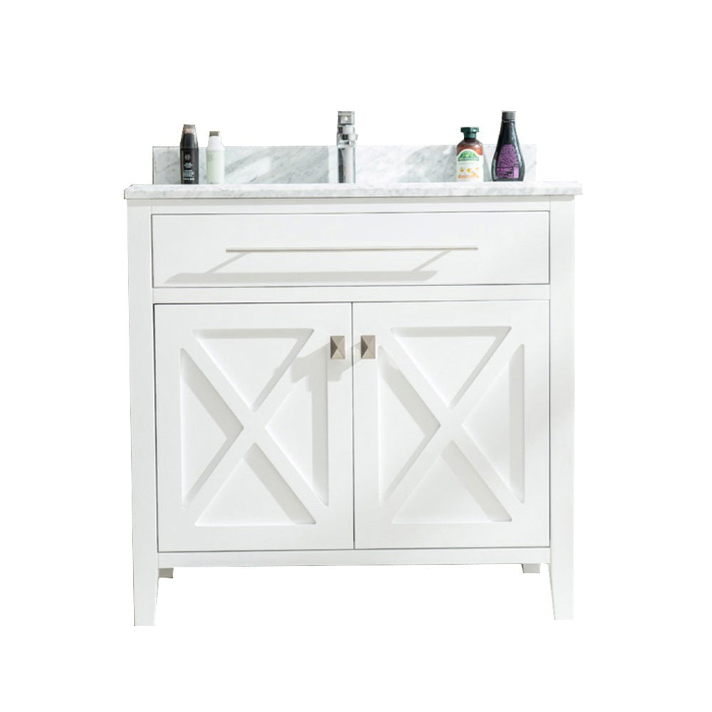 Laviva Wimbledon 36" White Bathroom Vanity with White Carrara Marble Countertop 313YG319-36W-WC