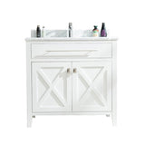 Laviva Wimbledon 36" White Bathroom Vanity with White Carrara Marble Countertop 313YG319-36W-WC