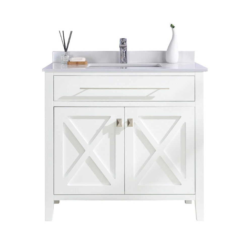 Laviva Wimbledon 36" White Bathroom Vanity with White Quartz Countertop 313YG319-36W-WQ