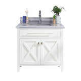 Laviva Wimbledon 36" White Bathroom Vanity with White Stripes Marble Countertop 313YG319-36W-WS