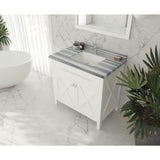 Laviva Wimbledon 36" White Bathroom Vanity with White Stripes Marble Countertop 313YG319-36W-WS