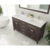 Laviva Wimbledon 60" Brown Double Sink Bathroom Vanity with Matte White VIVA Stone Solid Surface Countertop 313YG319-60B-MW