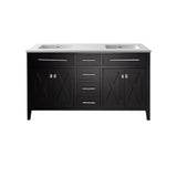 Laviva Wimbledon 60" Espresso Double Sink Bathroom Vanity with Matte White VIVA Stone Solid Surface Countertop 313YG319-60E-MW