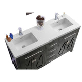 Laviva Wimbledon 60" Espresso Double Sink Bathroom Vanity with Matte White VIVA Stone Solid Surface Countertop 313YG319-60E-MW