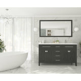 Laviva Wimbledon 60" Espresso Double Sink Bathroom Vanity with Matte White VIVA Stone Solid Surface Countertop 313YG319-60E-MW