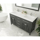 Laviva Wimbledon 60" Espresso Double Sink Bathroom Vanity with Matte White VIVA Stone Solid Surface Countertop 313YG319-60E-MW