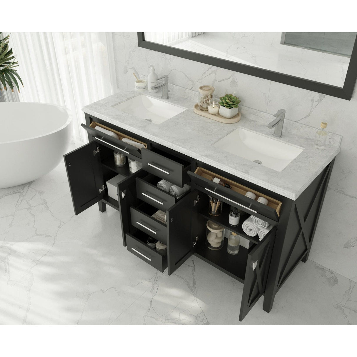 Laviva Wimbledon 60" Espresso Double Sink Bathroom Vanity Cabinet 313YG319-60E