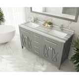 Laviva Wimbledon 60" Grey Double Sink Bathroom Vanity with White Stripes Marble Countertop 313YG319-60G-WS