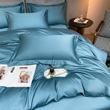 Neo Sky Blue Silky Cotton Duvet Cover Set