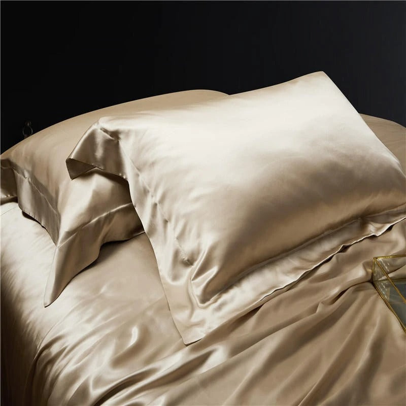 Eloise Leather Beige Luxury Pure Mulberry Silk Bedding Set