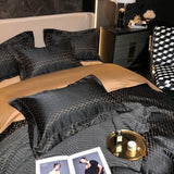 Talia Black Cotton Satin Duvet Cover Set