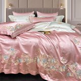 Esana Pink Embroidery Egyptian Cotton Duvet Cover Set