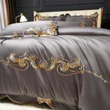 Miriam Grey Embroidered Cotton Duvet Cover Set