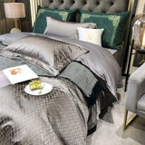 Talia Grey Cotton Satin Duvet Cover Set