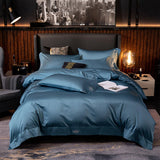 Lakibia Teal Blue Silky Soft Egyptian Cotton Bedding Set