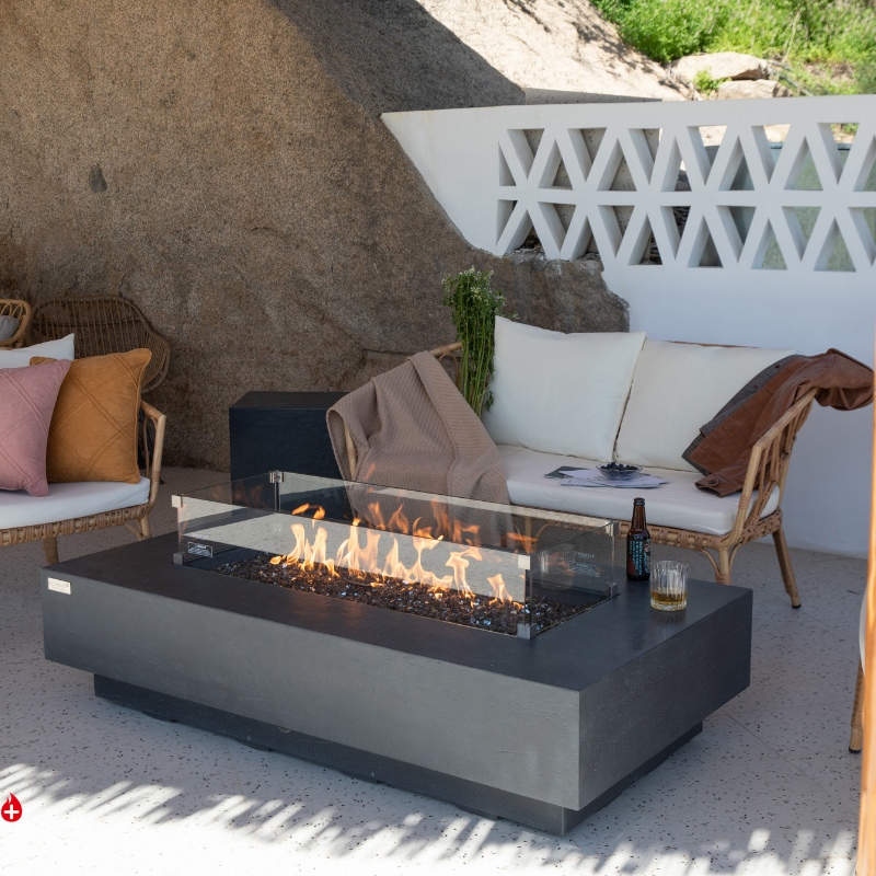 Elementi Plus - Positano Rectangular Concrete Fire Pit Table - OFG415DG