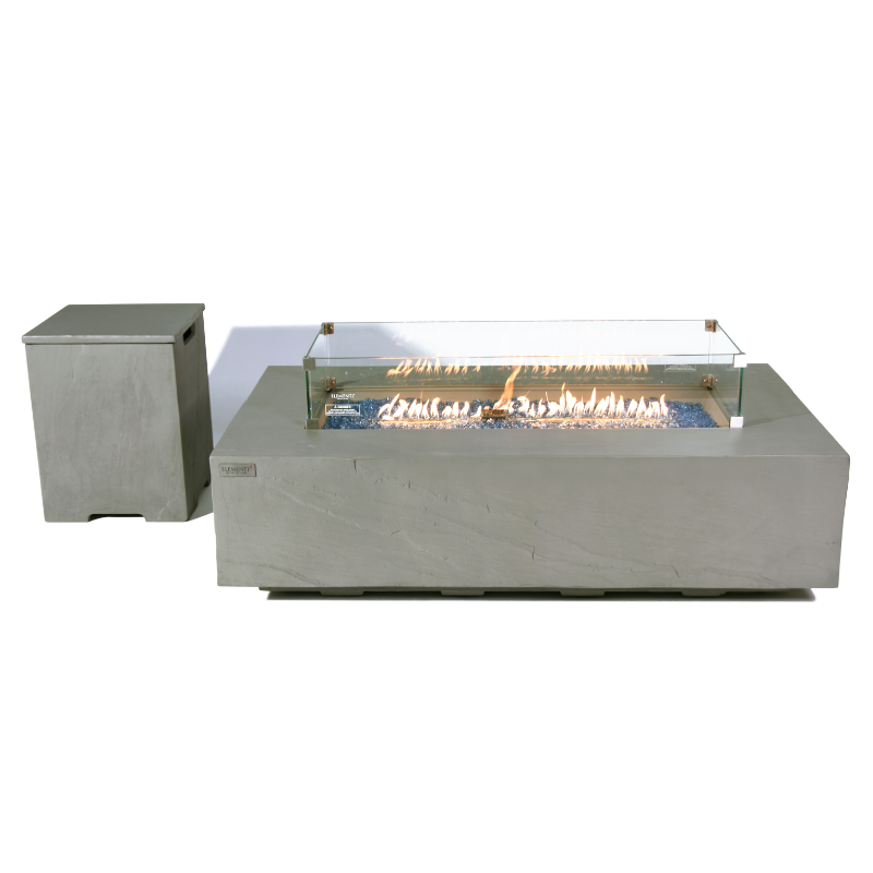 Elementi Plus - Meteora Rectangular Concrete Fire Pit Table - OFG410SG