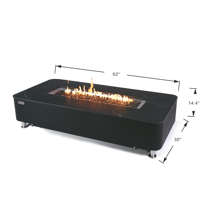 Elementi Plus - Valencia Rectangular Marble Fire Pit Table - OFP102BB