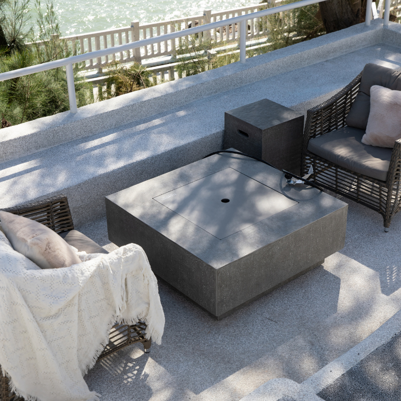 Elementi Plus - Victoria Square Concrete Fire Pit Table - OFG413LG