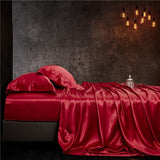 Eloise Ruby Red Luxury Pure Mulberry Silk Bedding Set