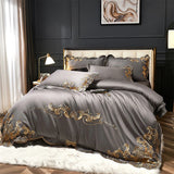 Miriam Grey Embroidered Cotton Duvet Cover Set