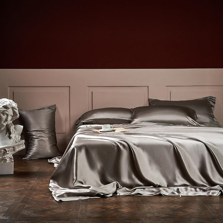 Royalis Grey Luxury Pure Mulberry Silk Bedding Set Duvet Cover Set - Venetto Design Queen / 2 Pillowcases Venettodesign.com