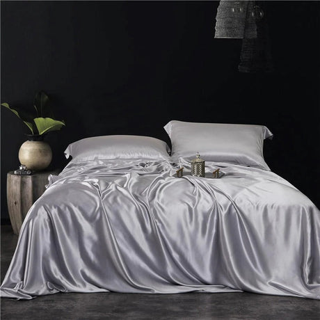 Eloise Sonic Silver Luxury Pure Mulberry Silk Bedding Set