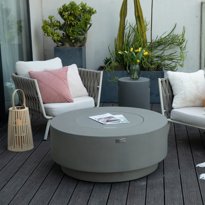 Elementi Plus - Colosseo Round Concrete Fire Pit Table - OFG414LG