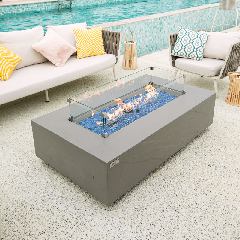 Elementi Plus - Meteora Rectangular Concrete Fire Pit Table - OFG410SG