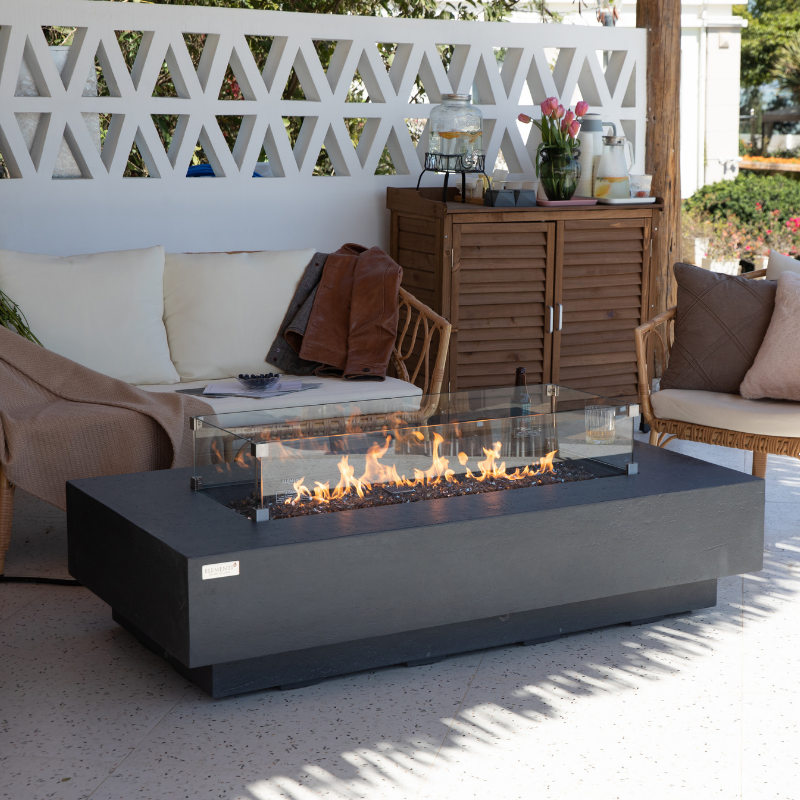 Elementi Plus - Positano Rectangular Concrete Fire Pit Table - OFG415DG