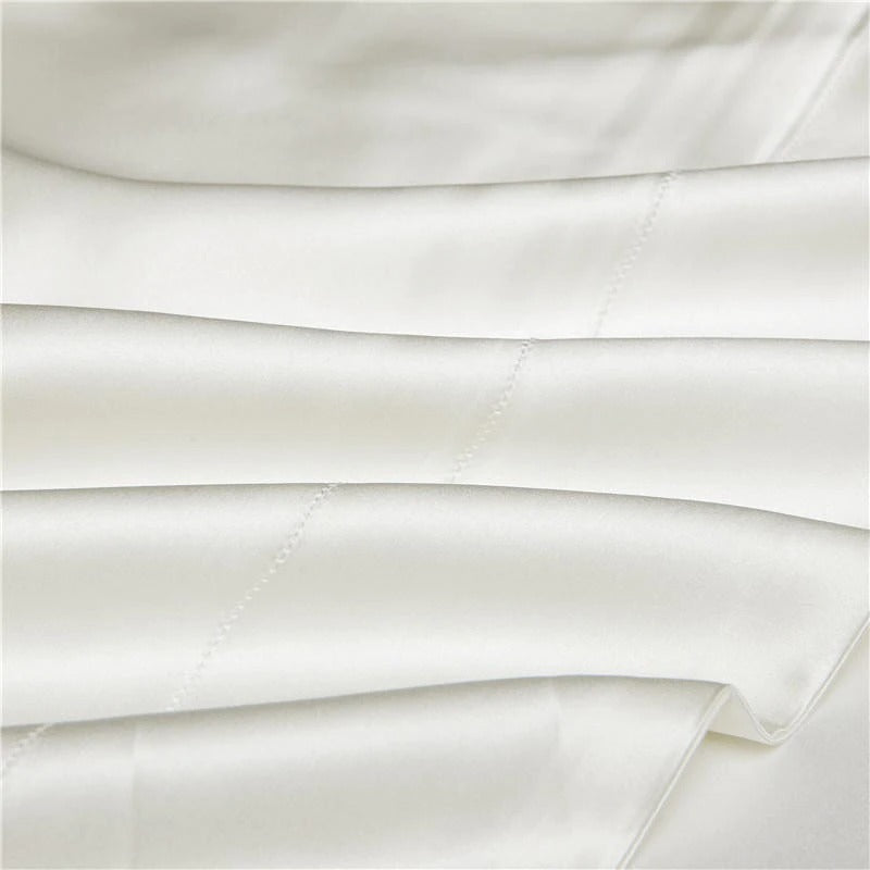 Eloise White Luxury Pure Mulberry Silk Bedding Set