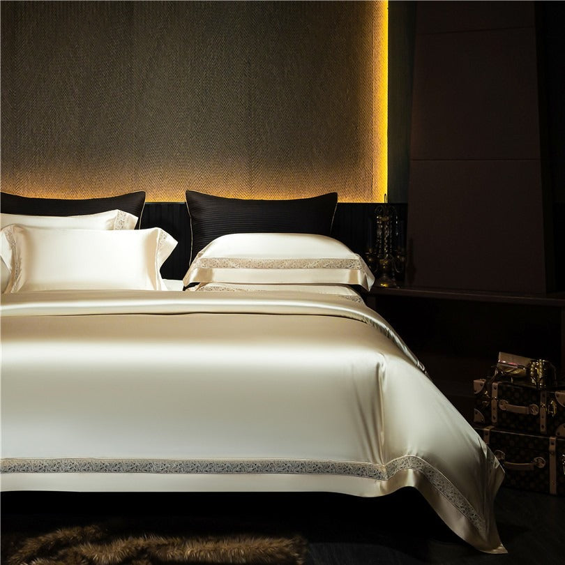 Willa Gold Modern Satin Egyptian Cotton Duvet Cover Set