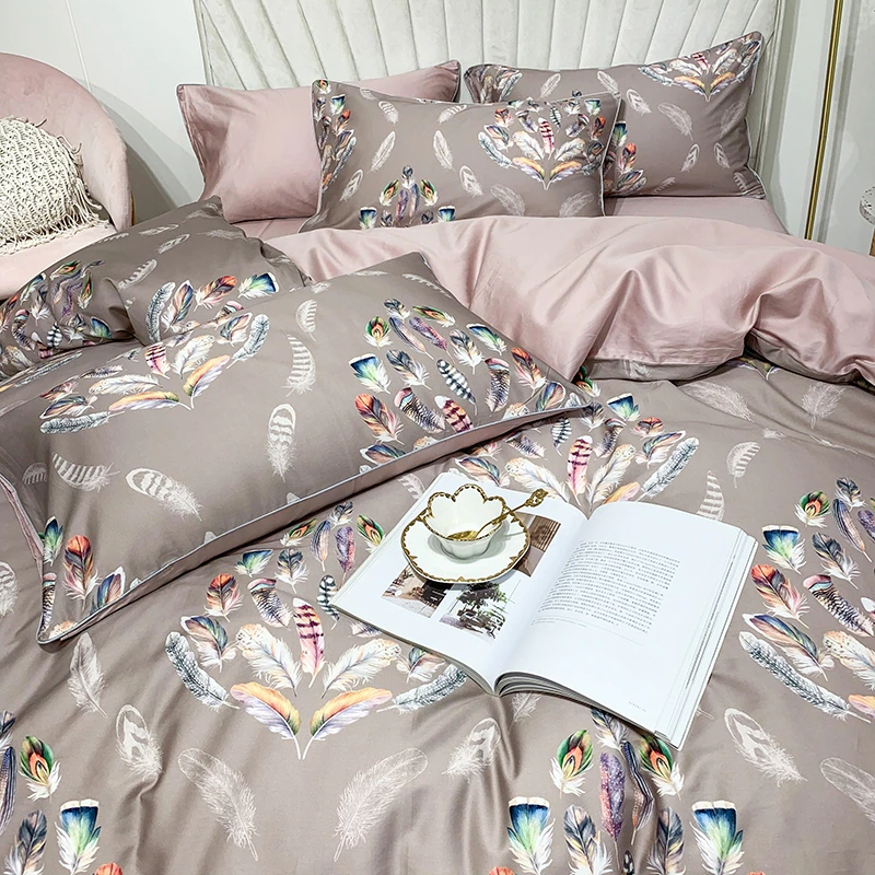 Amelia Leaf Floral Egyptian Cotton Duvet Cover Set