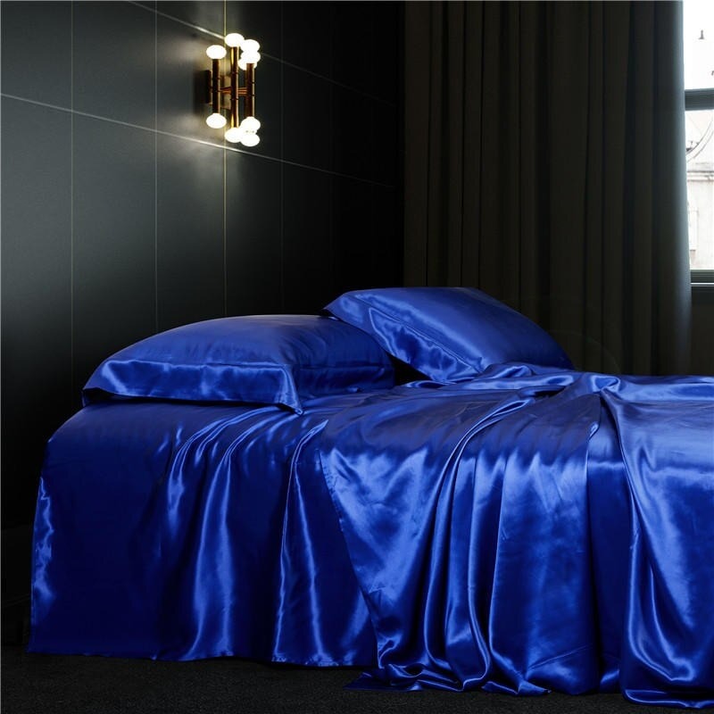 Eloise Royal Azure Luxury Pure Mulberry Silk Bedding Set