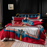 Emma Embroidered Jacquard Satin Duvet Cover Set