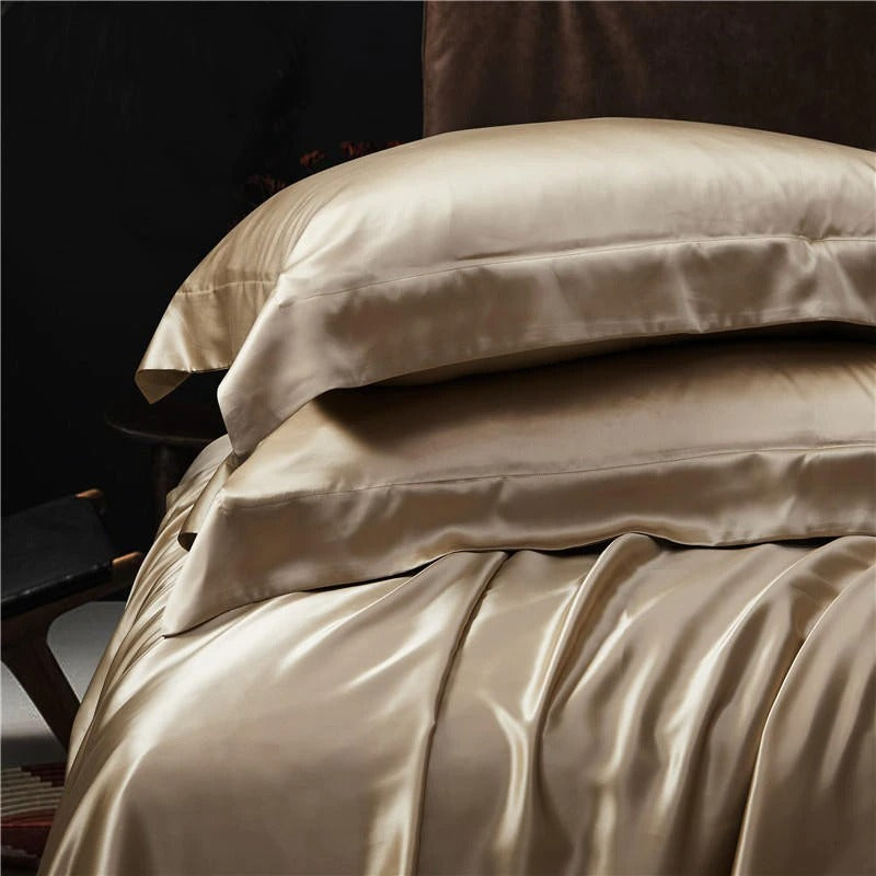 Eloise Leather Beige Luxury Pure Mulberry Silk Bedding Set