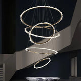 Rosa Rock Crystal Multi-rings Chandelier Modern Chandelier Staircase