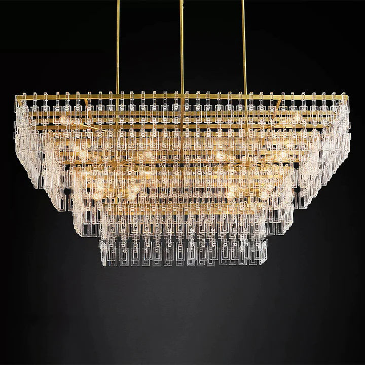 Radok 4 Tier Crystal Rectangular Chandelier 72"