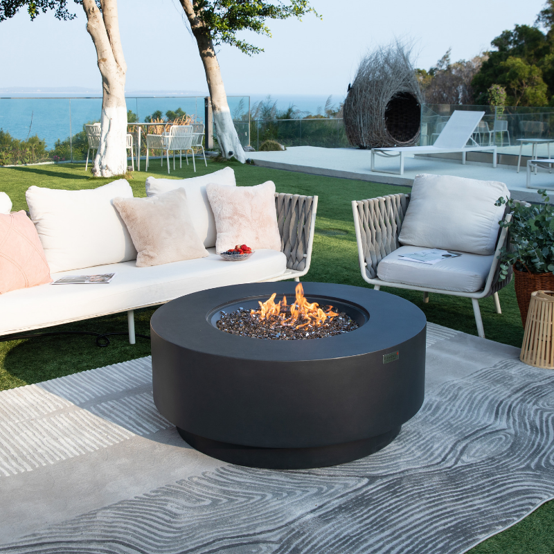 Elementi Plus - Nimes Round Concrete Fire Pit Table - OFG414DG