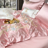 Esana Pink Embroidery Egyptian Cotton Duvet Cover Set