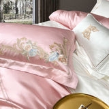 Esana Pink Embroidery Egyptian Cotton Duvet Cover Set